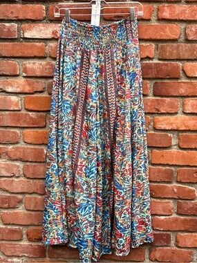 Boho Wide Leg Pant in Multicolor Floral Print